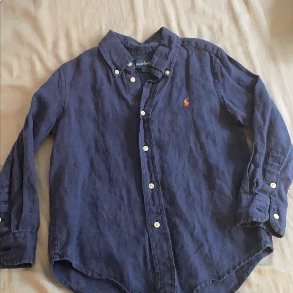 Ralph Lauren linen blue button down, size 5